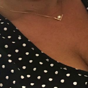 Swarovski "Edify" geometric necklace with pearl, gold, no original box.